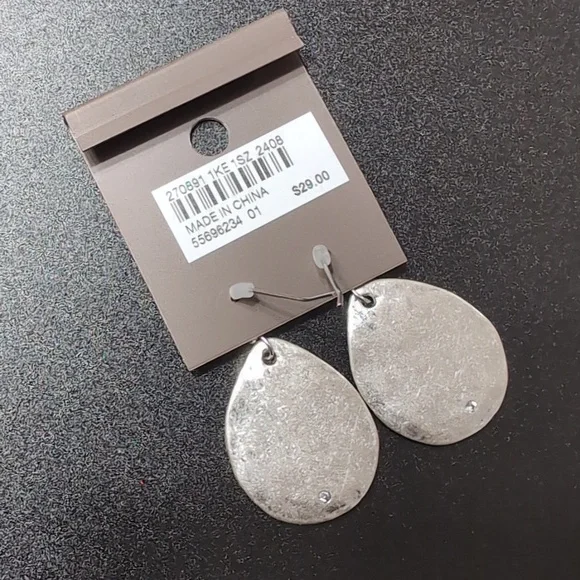 J. Jill Hammered Silver Teardrop Earrings NWT - Picture 4 of 5